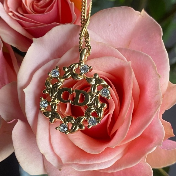 AUTHENTIC vintage gold tone Christian Dior necklace with crystals - Picture 3 of 10